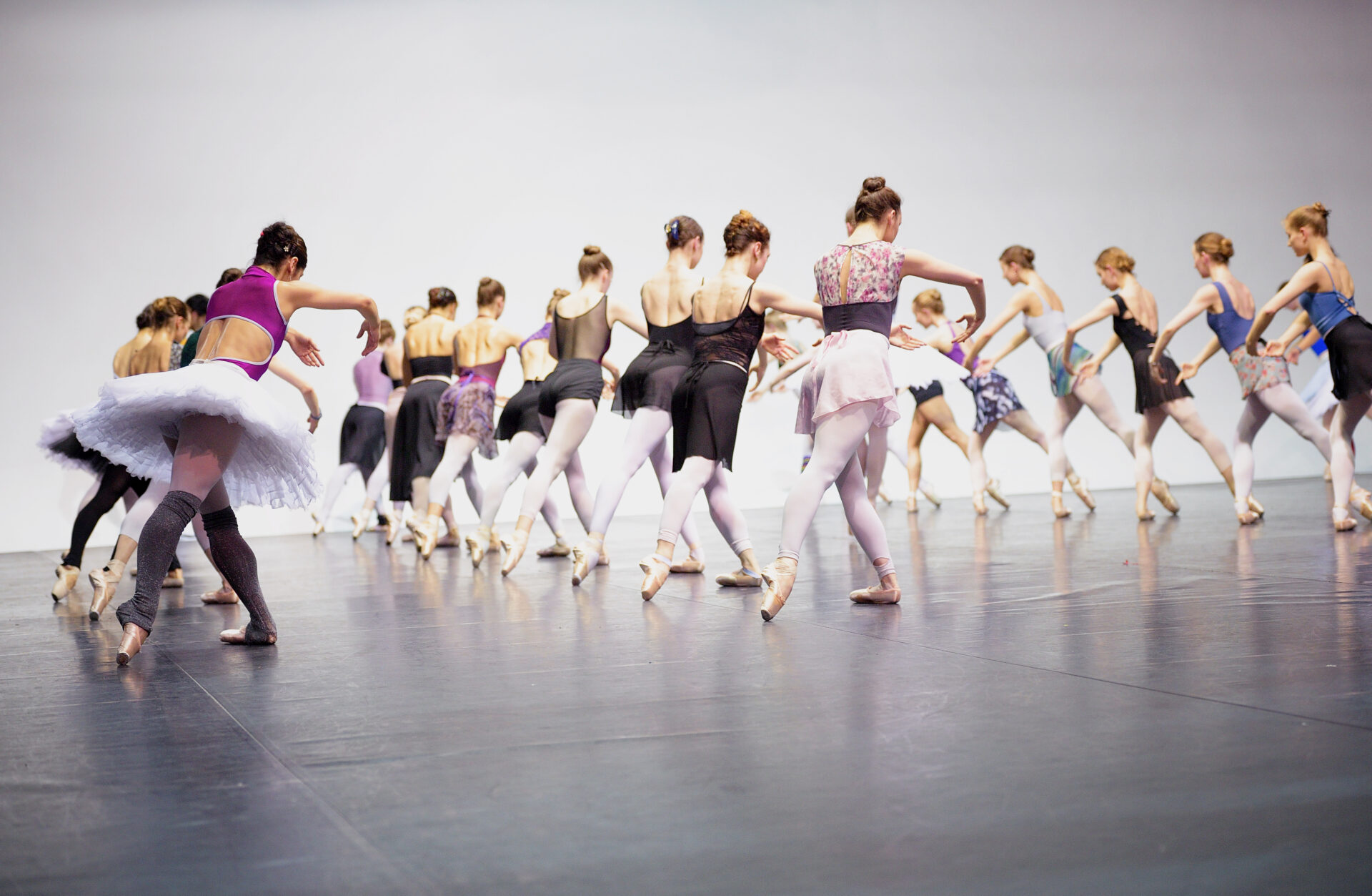 English National Ballet dancers rehearsing Swan Lake in-the-round © Laurent Liotardo